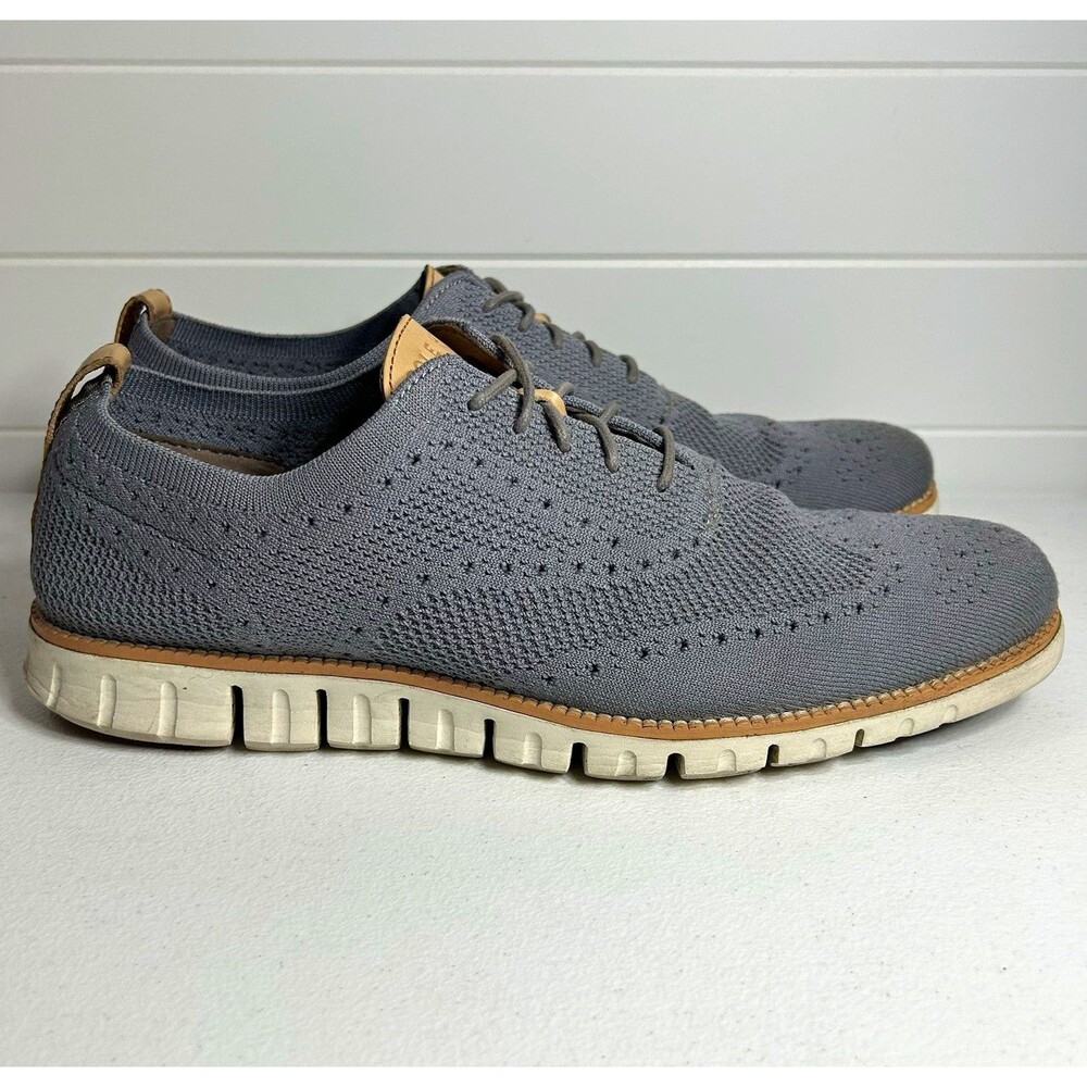 Cole Haan ZERØGRAND Men's 11.5 M Gray Knit Lace Up Sneakers Casual Rubber Sole